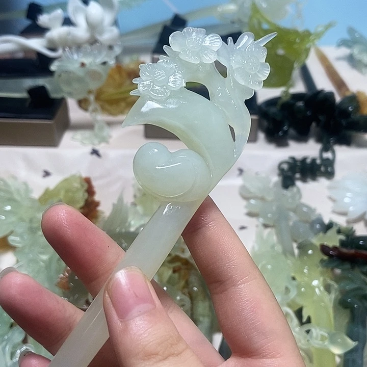 蛇纹石玉未镶嵌发簪