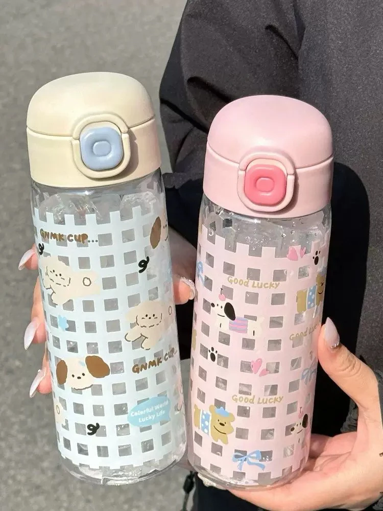 卡通可爱水杯上学专用女孩夏季小学生水壶男孩防摔斜挎便携杯子