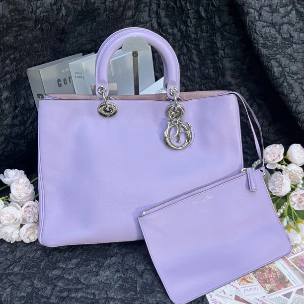 95新 DIOR/迪奥 迪奥香芋紫全皮手提包