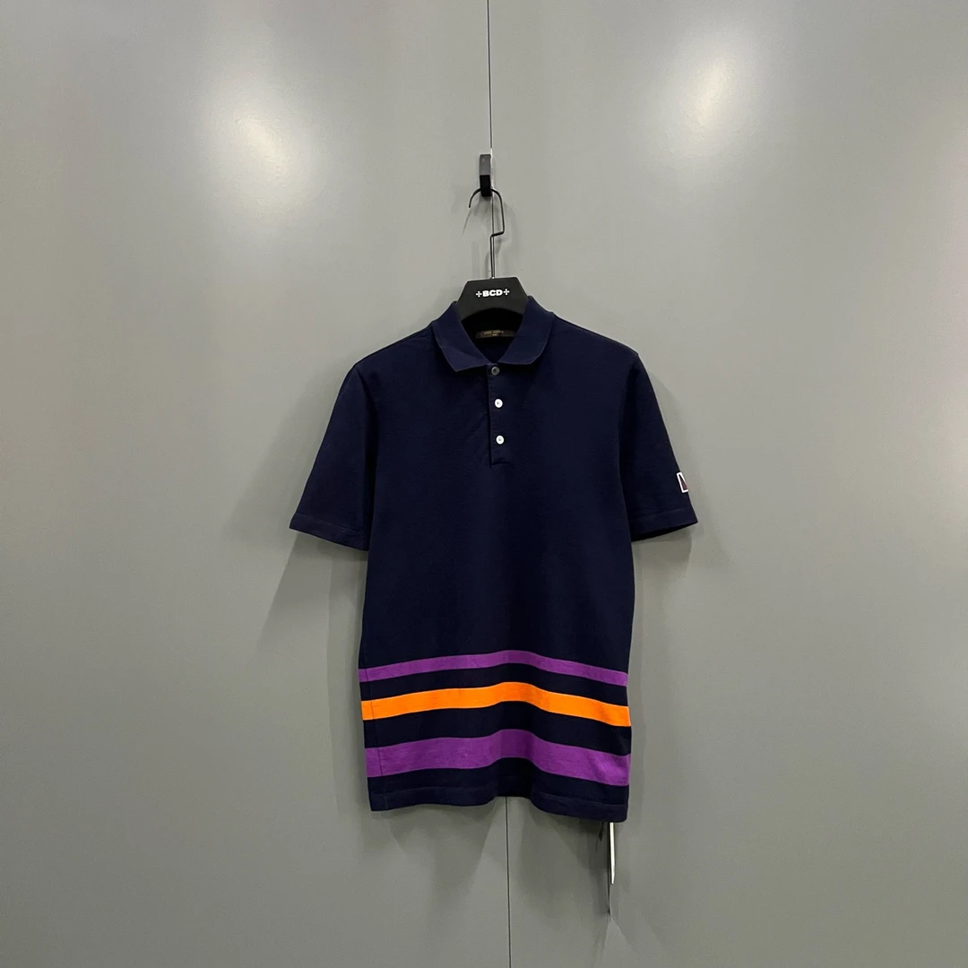 95新 LouisVuitton/路易威登 lv 拼色条纹polo衫 M码/95新