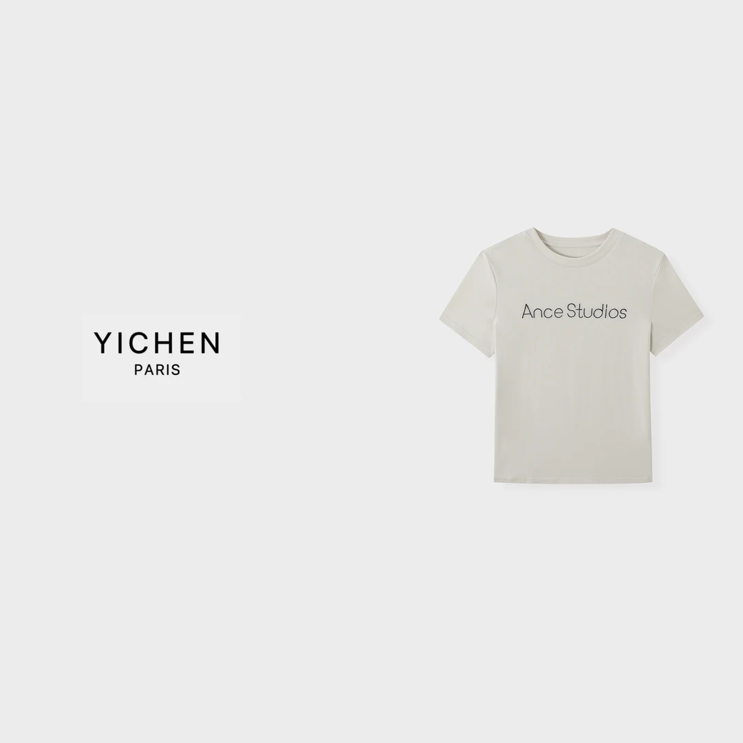 YC 浅杏色圆领立体字母T恤-3312