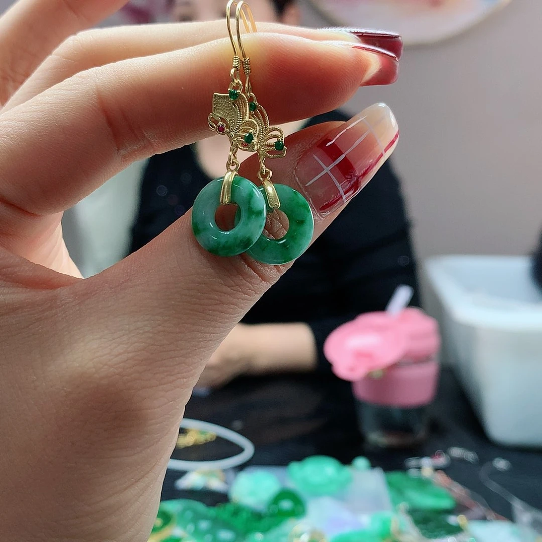 【闪购商品】翡翠耳饰银S925镶嵌，