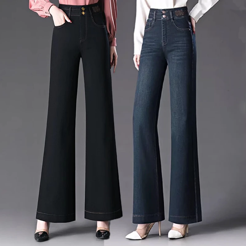 2025新款春季休闲刺绣洋气微喇叭裤多巴安春秋长裤微喇牛仔裤女