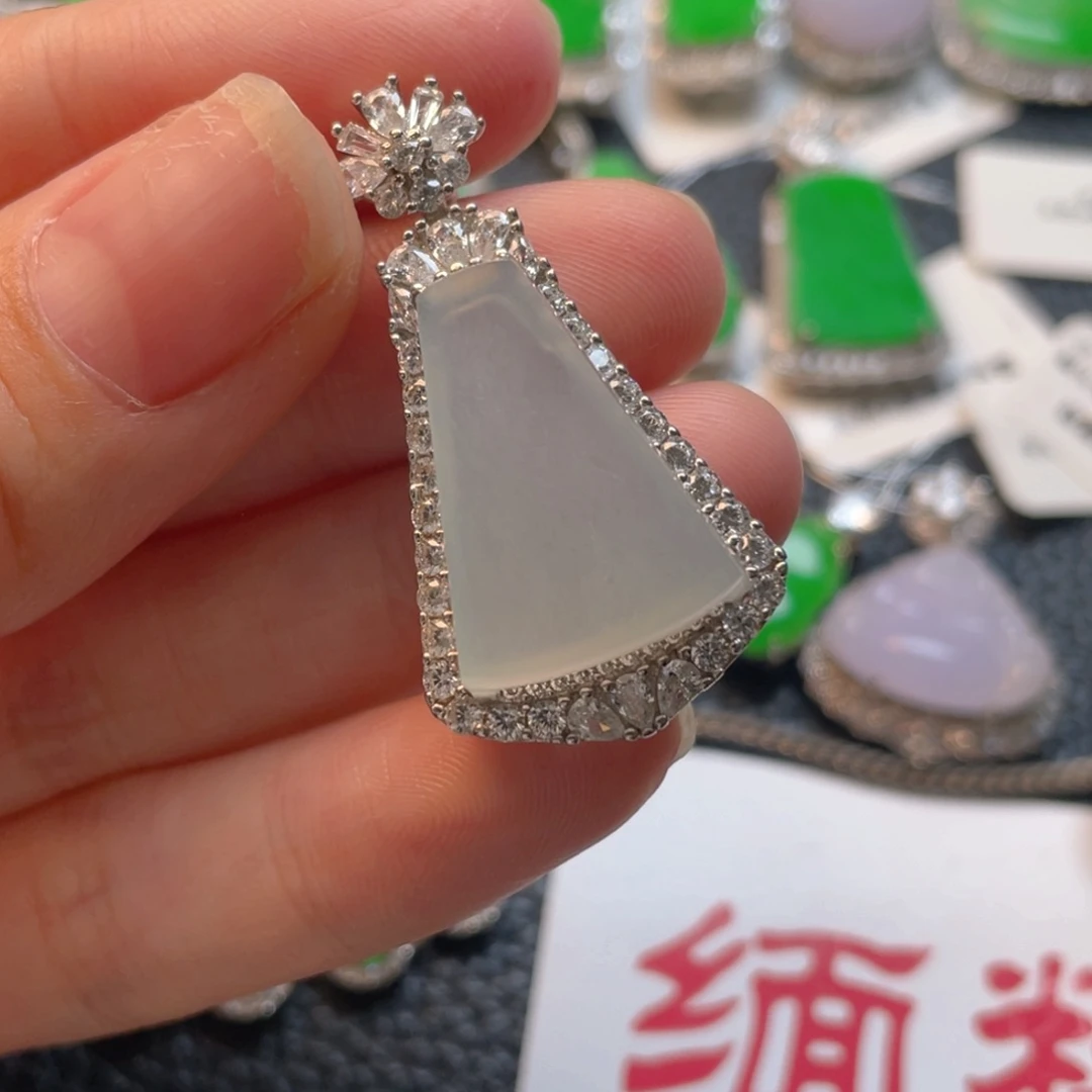 翡翠银S925镶嵌吊坠(不含链)