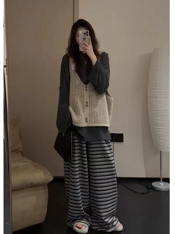 慧慧 学院风百搭套装INS风条纹三件套7116/7116-1/7116-2