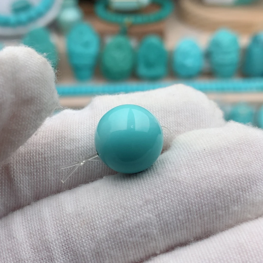 未镶嵌绿松石珠宝奇石13m m