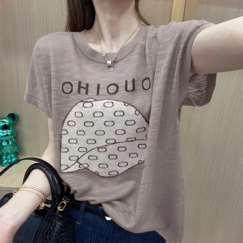 竹节棉短袖t恤女士宽松夏季新款正肩百搭减龄打底衫洋气休闲上衣