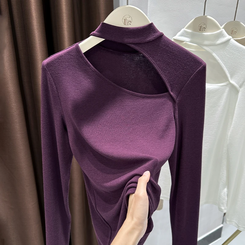 2025秋季新款千金风小个子精致针织打底衫女薄款亲肤弹力内搭T恤