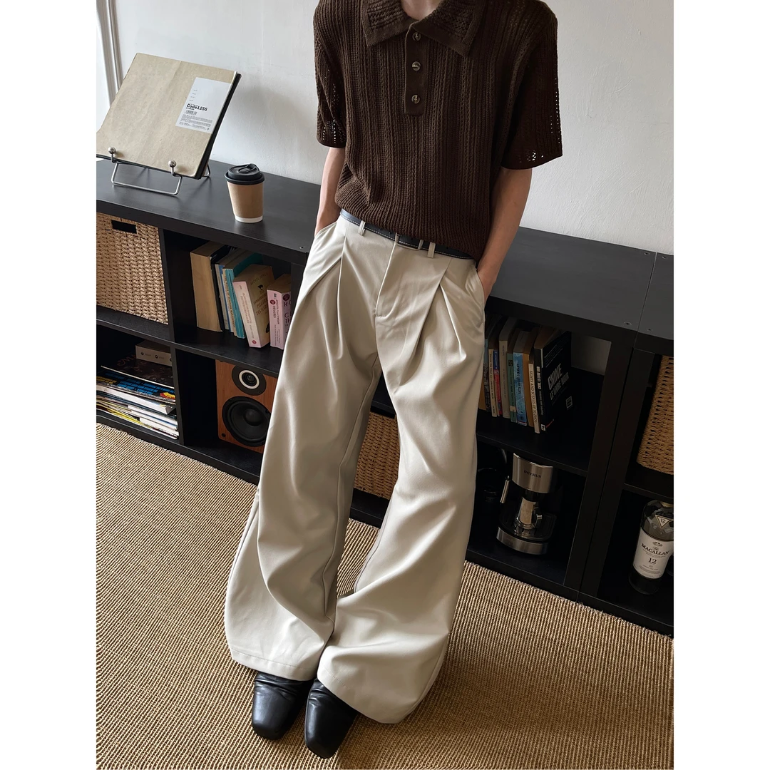 MaxDstr立体双褶A字版型cleanfit休闲西裤男女美式老钱风长裤子潮