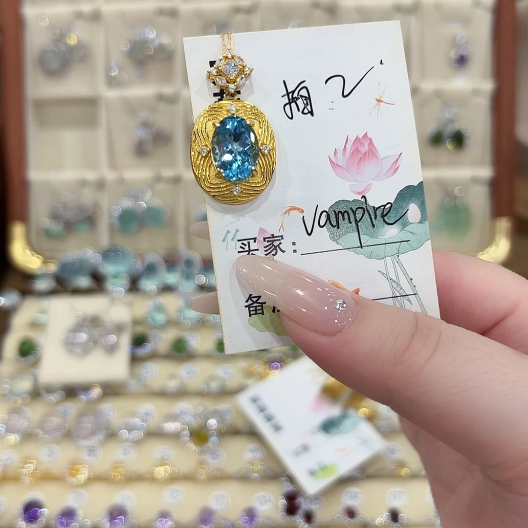 V***e海蓝宝石颈饰银S925镶嵌