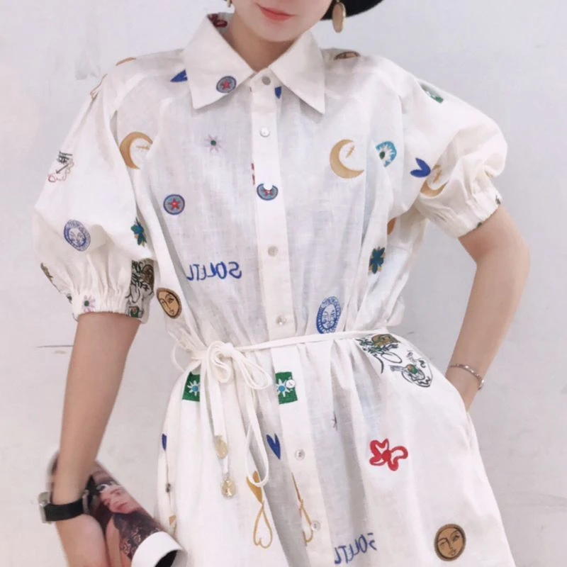 KIKI严选：8613-KLQ家欧洲站南油夏季刺绣气质长裙连衣裙