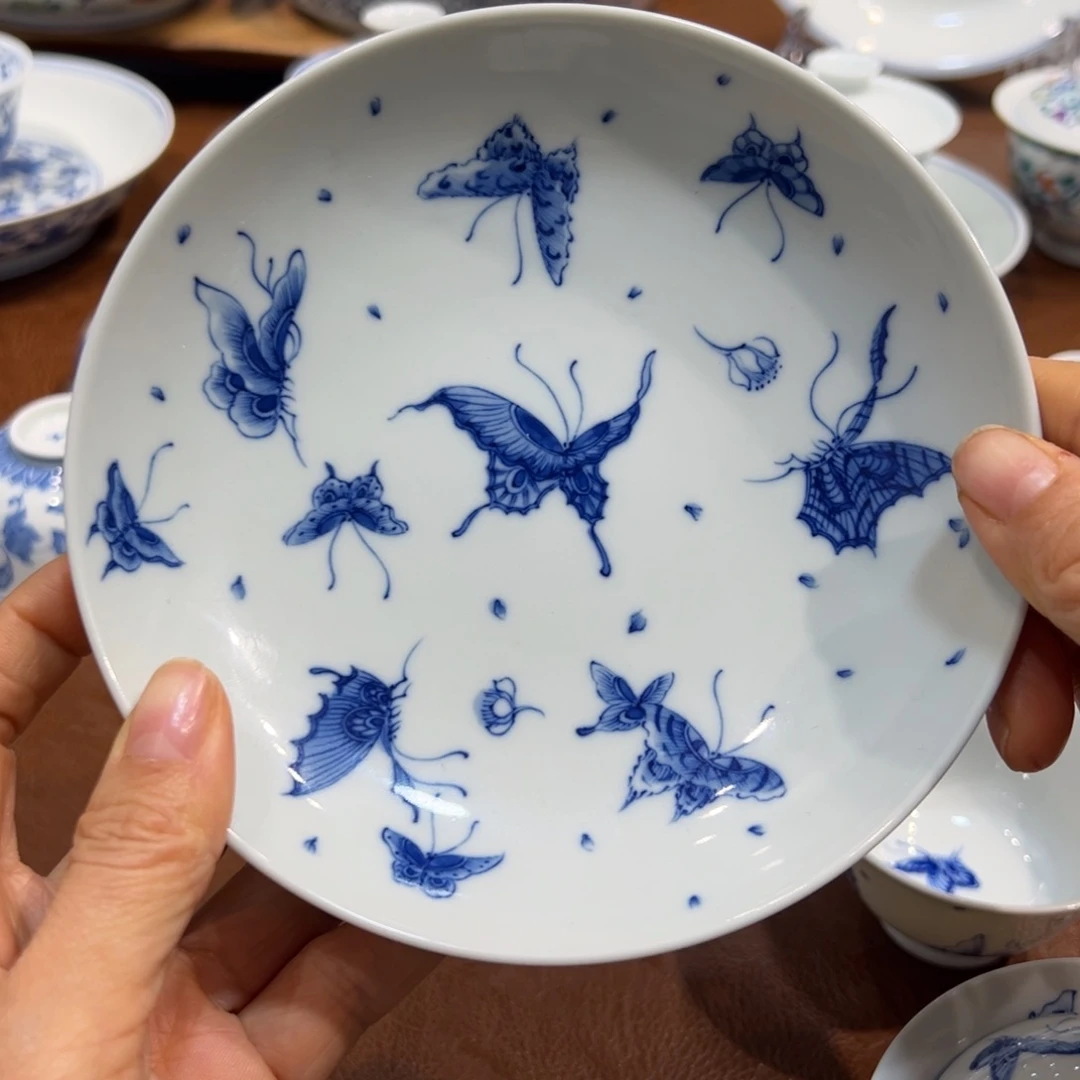 青花蝴蝶壶承纯手工