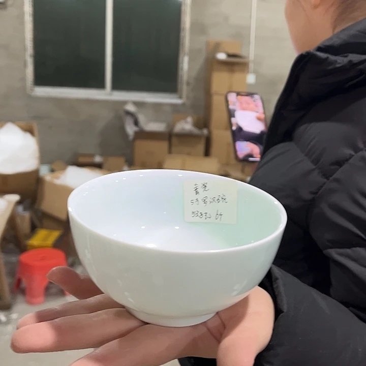 瓷片青玉泥5英寸罗汉米饭碗六个微瑕包邮