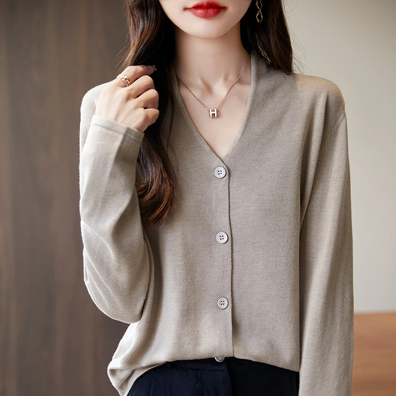 新款春季针织内搭可外穿时尚百搭打底气质开衫高端显瘦针织长袖