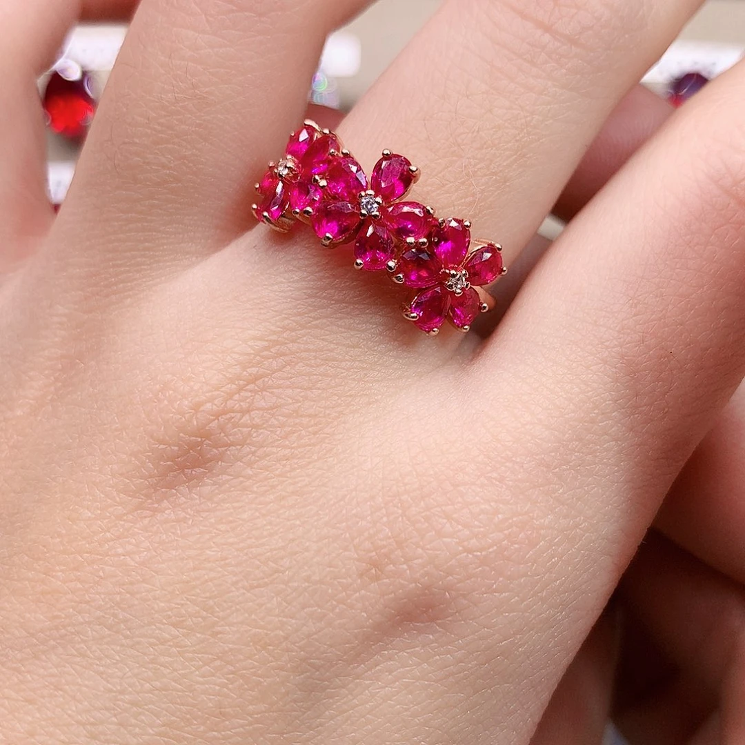 红宝石银S925镶嵌戒指