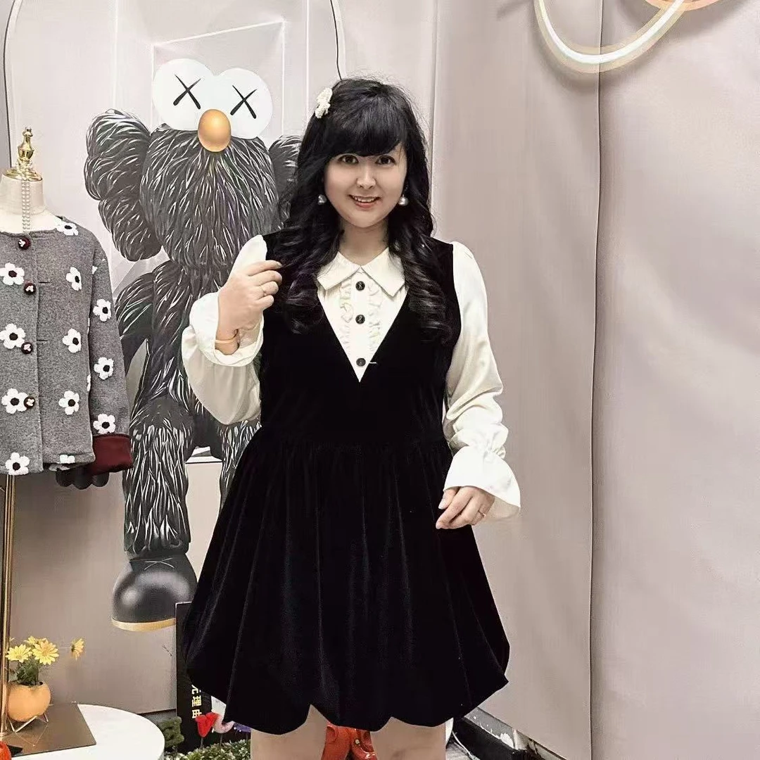 岚岚大码女装秋冬新款时尚欧货潮流气质显瘦女神连衣裙1010