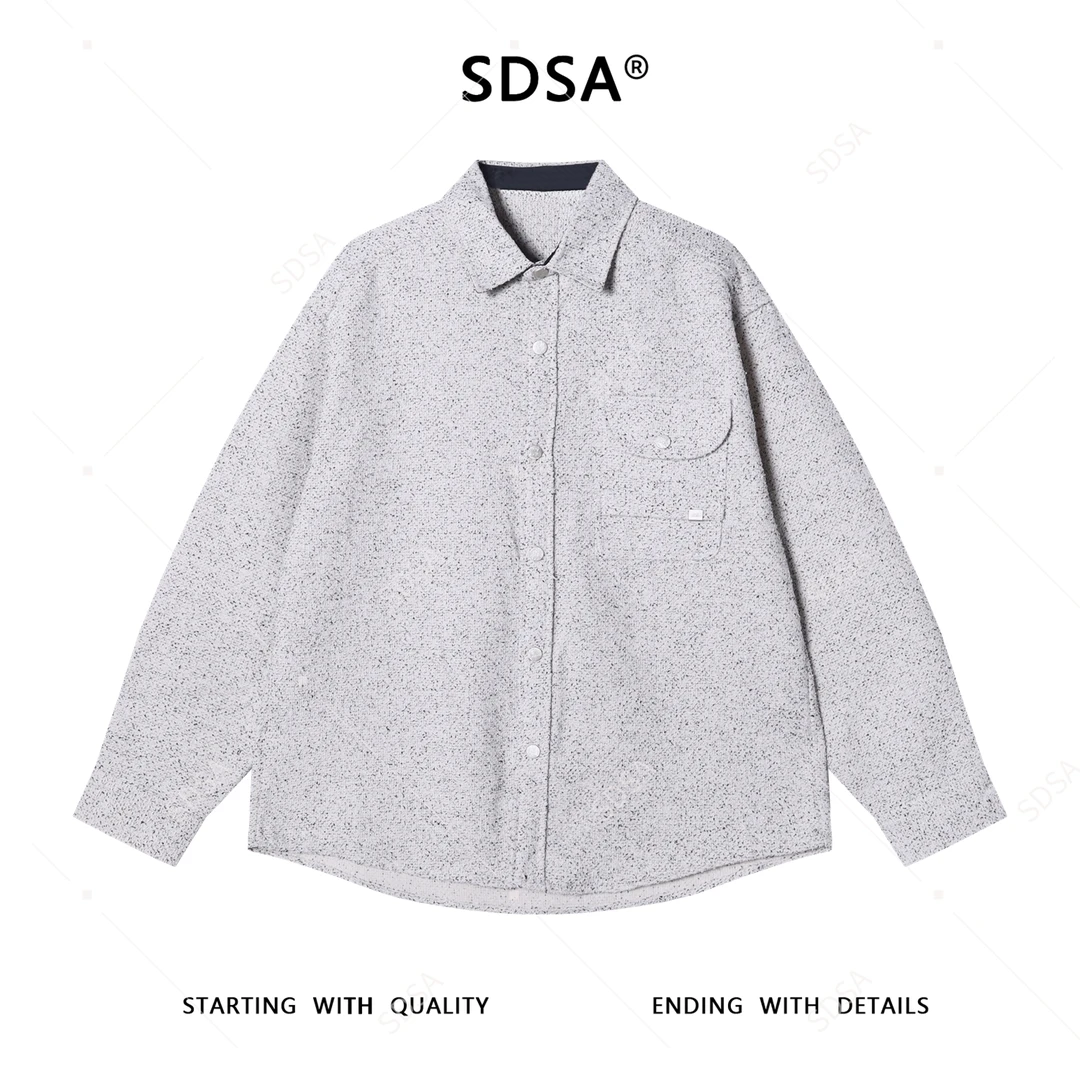 SDSA男士秋冬新款痞帅男装潮牌小香风设计长袖衬衫百搭翻领衬衣