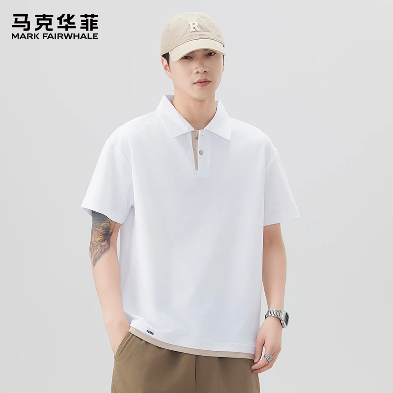马克华菲短袖POLO衫男士夏季新款美式简约休闲假两件宽松翻领T恤