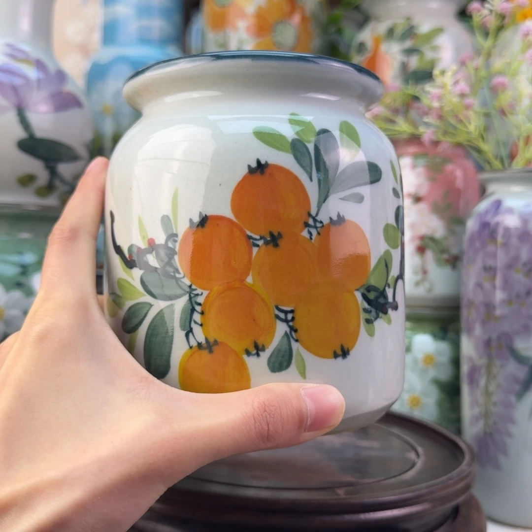 景德镇陶瓷手绘花瓶无孔