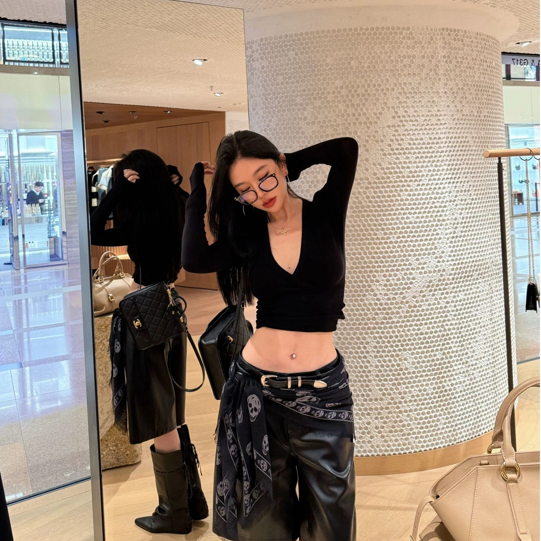 lele V领T恤修身显瘦辣妹长袖打底 2509246CX