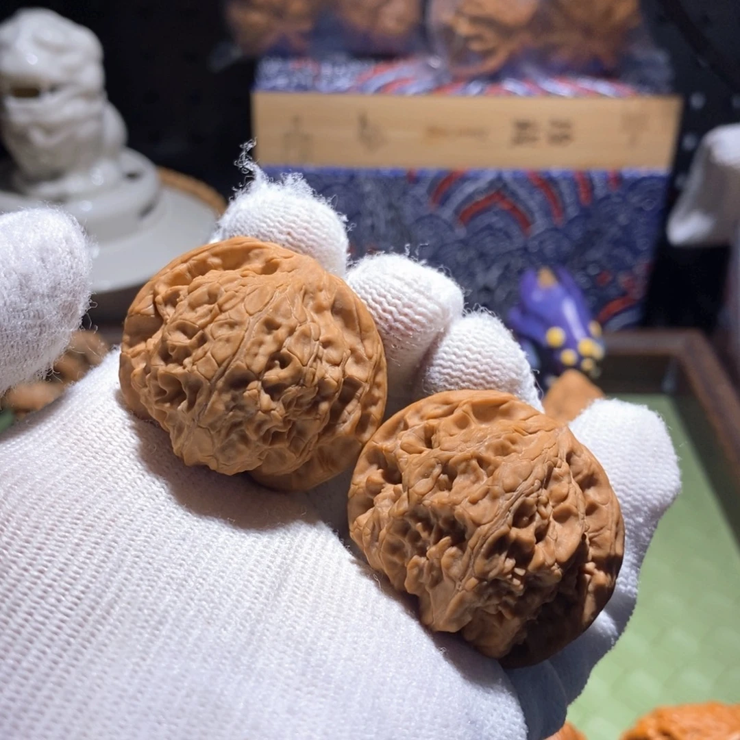 把件文玩核桃38平顶狮子头一物一图