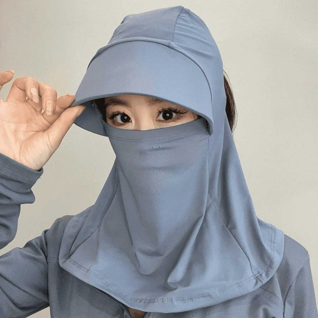 遮阳帽全冰丝男女通用夏季透气防晒紫外线户外骑行护颈面罩太阳帽