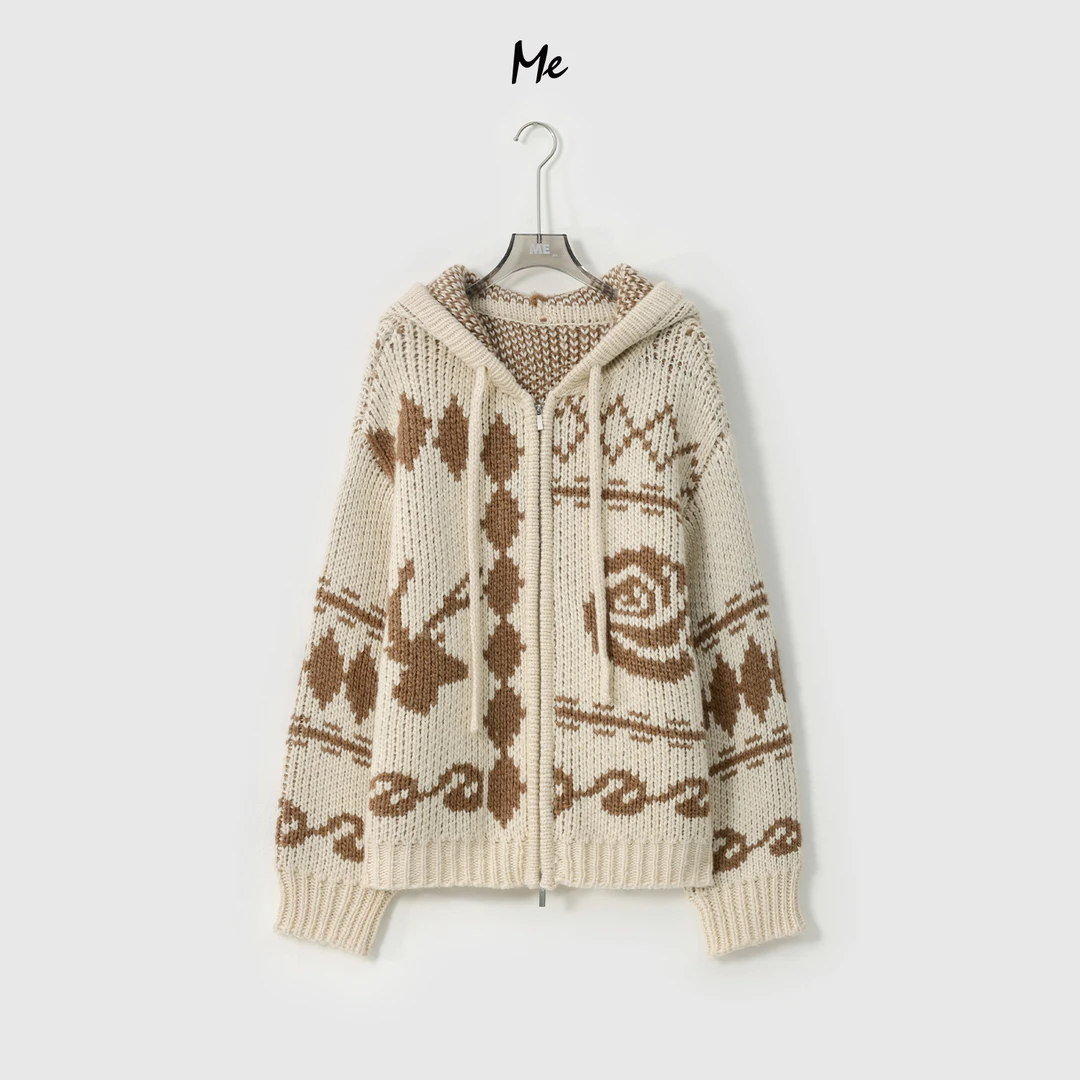 ME【松子毛衣】冬季新款绵羊毛混纺连帽女士针织毛衣MEQC3557