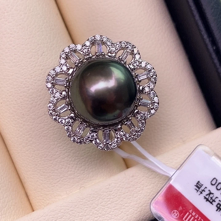 银S925镶嵌戒指海水珍珠