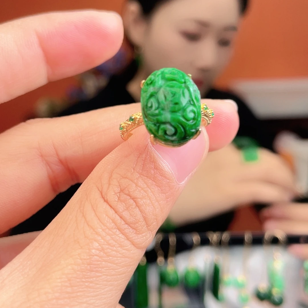 翡翠银S925镶嵌耳饰