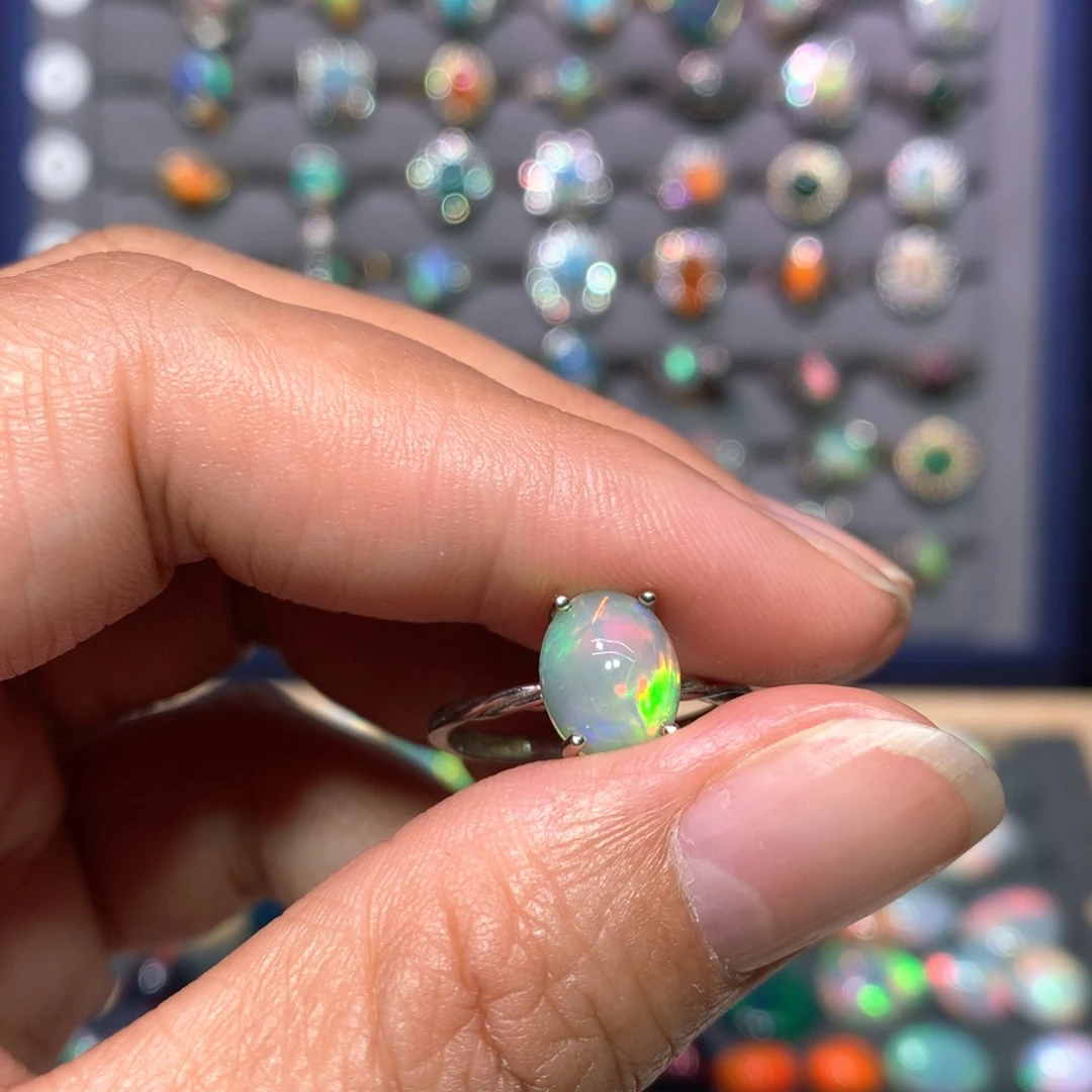 欧泊戒指款式银S925镶嵌