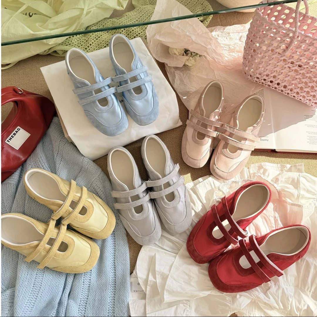 真皮2025年新款法式复古圆头魔术贴芭蕾舞鞋女平底单鞋玛丽珍My