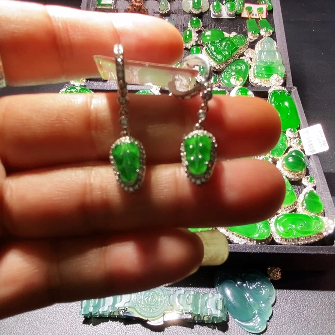 翡翠未镶嵌耳饰A货翡翠8