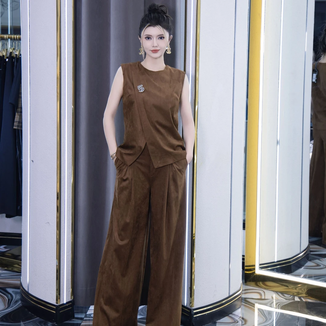 KMDIL春季新款马甲三件套套装休闲日常高级显瘦洋气时尚气质0014