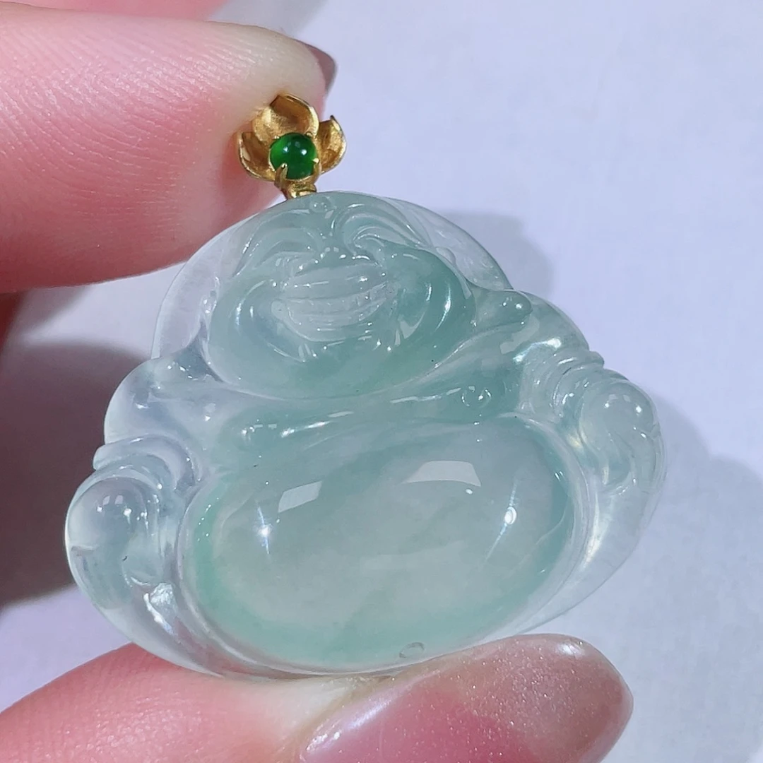 颈饰18K金镶嵌翡翠佛公