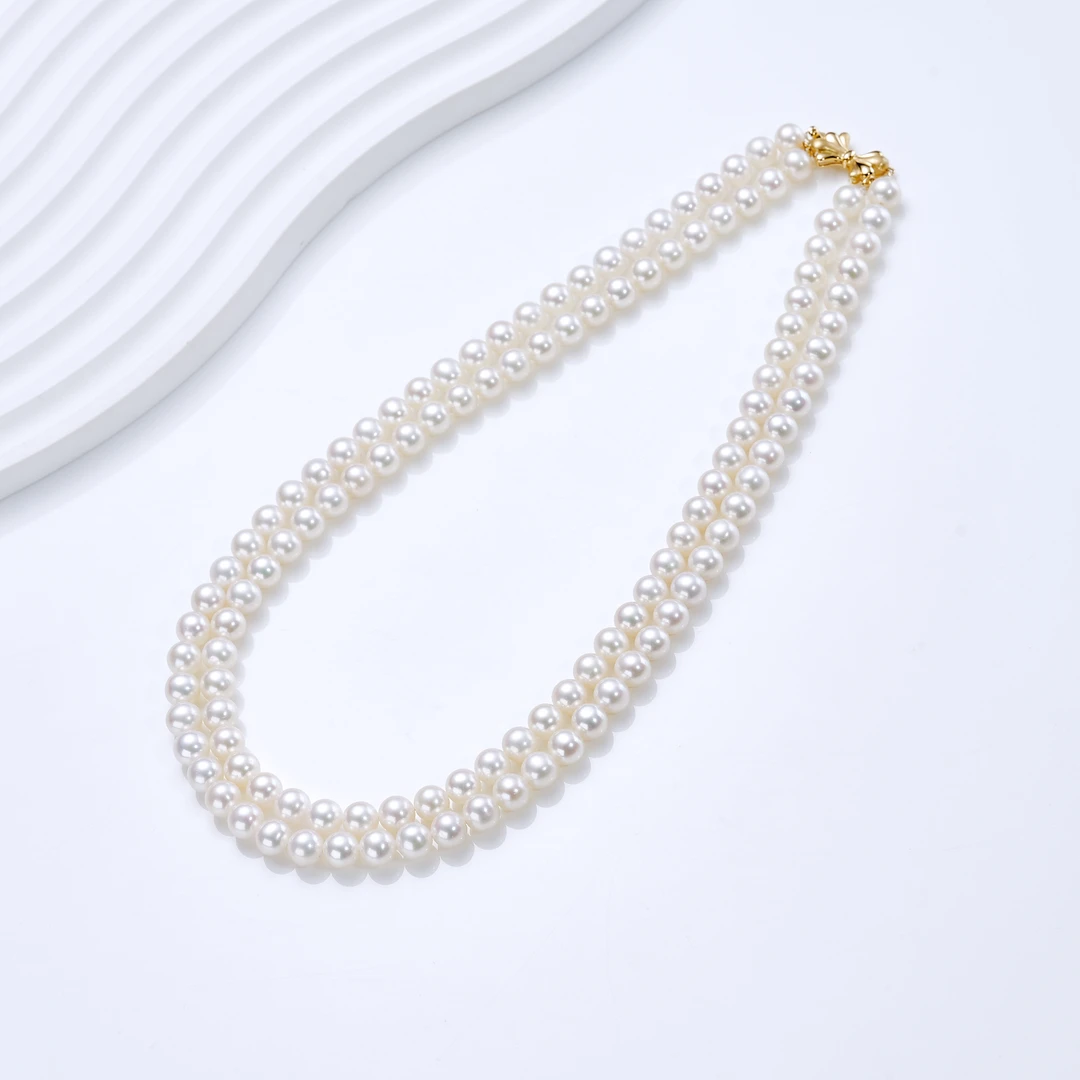 “欧若拉”无核珍珠双层项链 18K金 7-8mm 2051H00DY 不含定位扣
