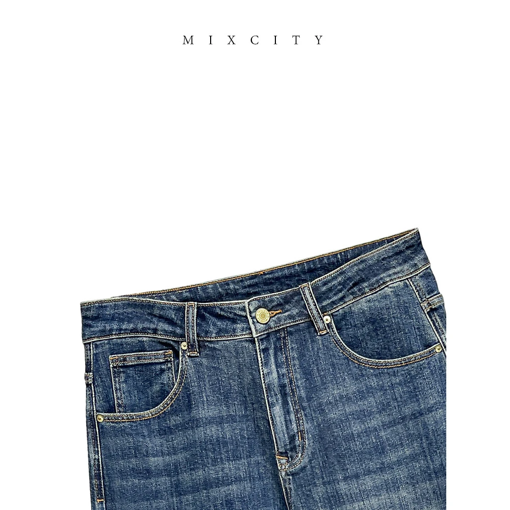 【亚楠本楠】陈冠希◆秋季新款男士复古做旧经典直筒牛仔裤8486