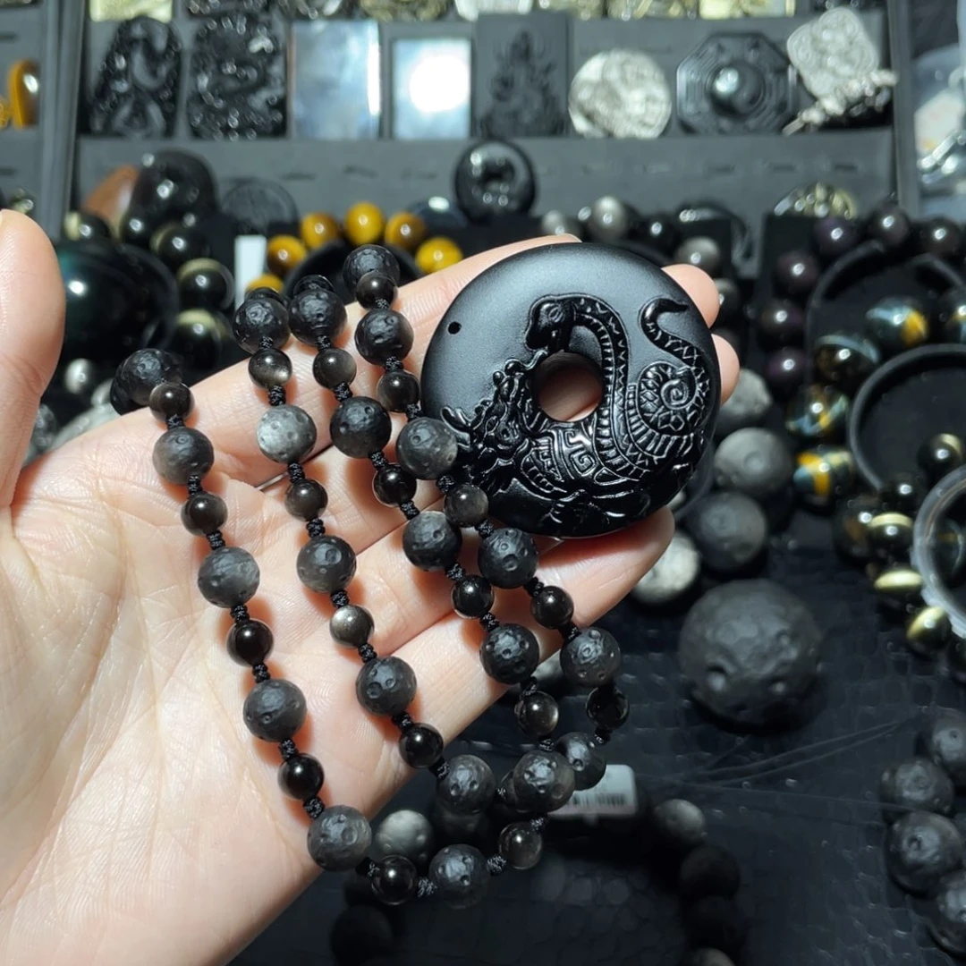 海***＇黑曜岩未镶嵌珠宝奇石