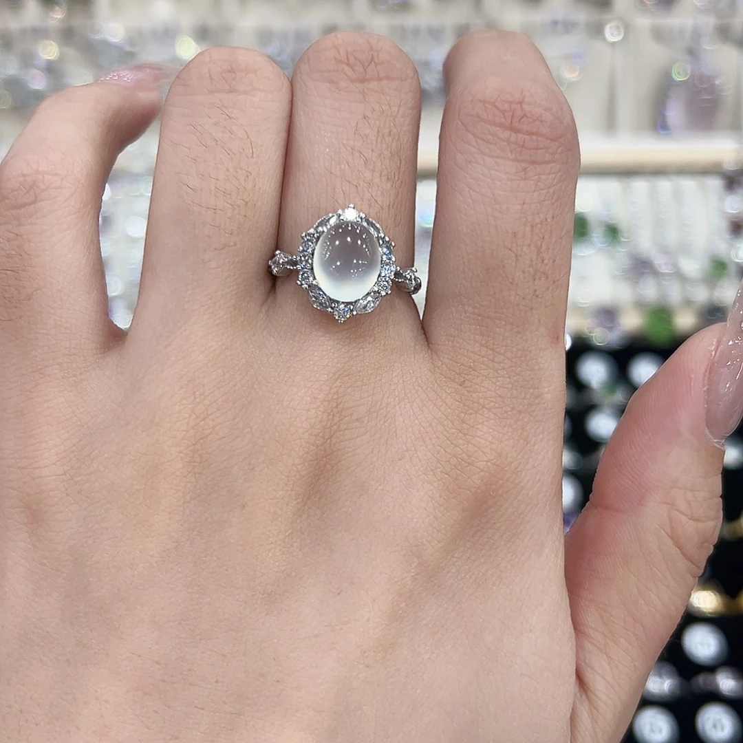 岫玉银S925镶嵌戒指