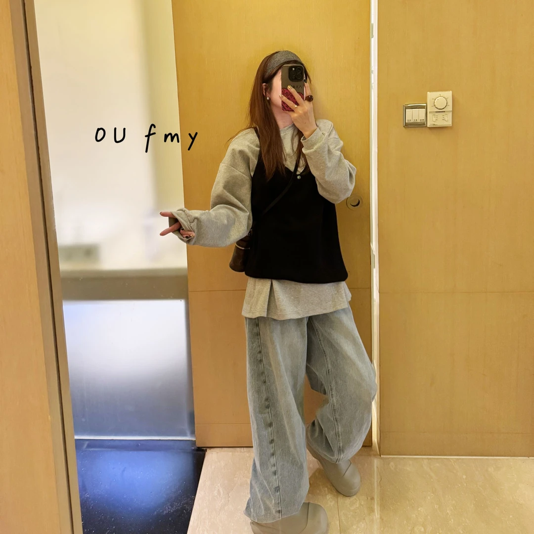 FY820冬季新款遮肉叠搭神器羊毛设计感背心