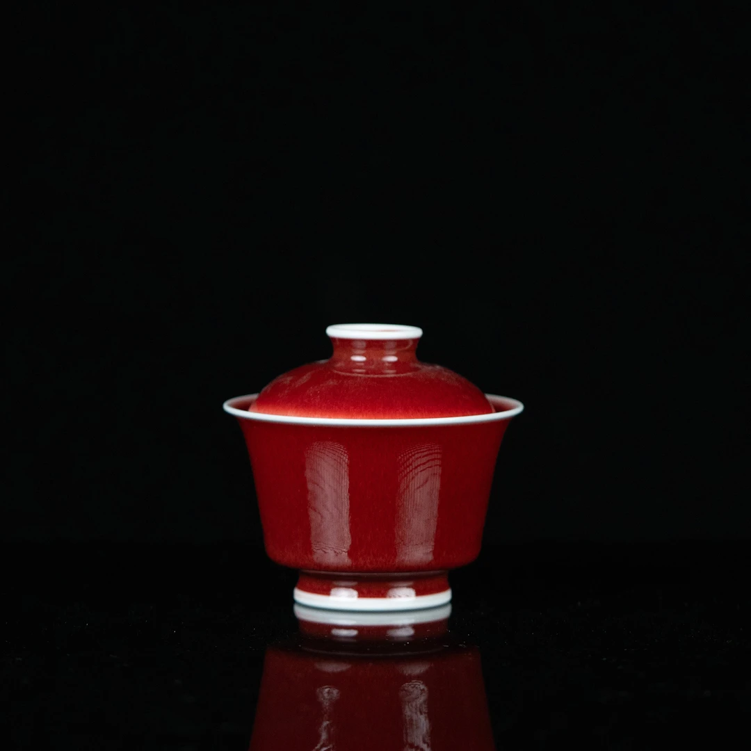 【利贞】郎红马蹄两才盖碗 瓷器盖碗 约110cc 纯手绘制 陶瓷YGT