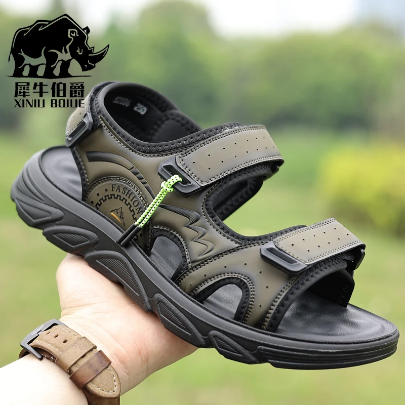 【犀牛伯爵】男士户外沙滩鞋魔术贴涉水速干新款学生2025凉鞋