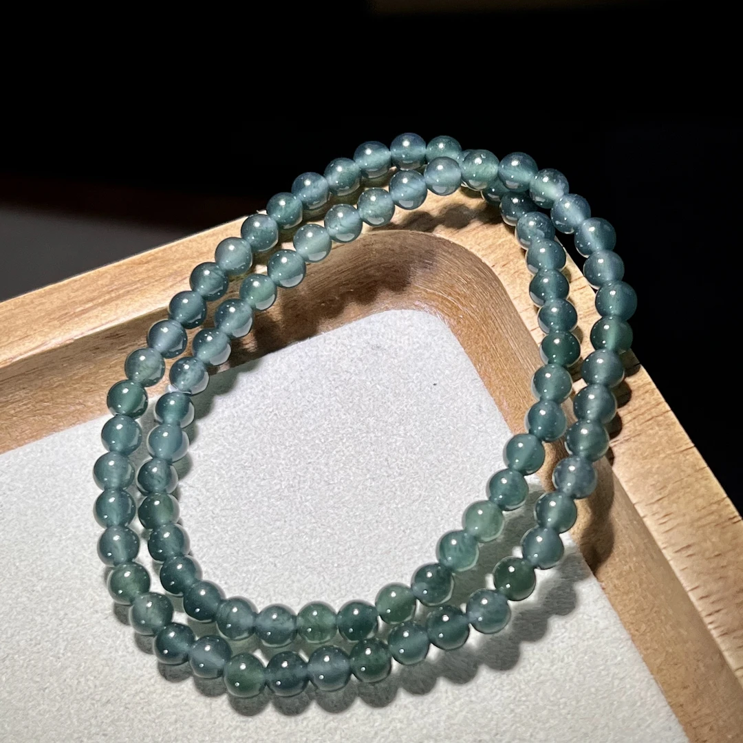 【夜空】稀有色蓝水翡翠双圈手串 KT24051014