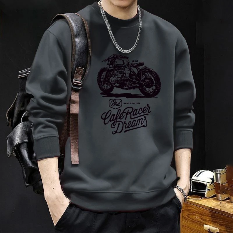 郦狼秋冬季美式复古oversize宽松加绒加厚含棉卫衣男上衣