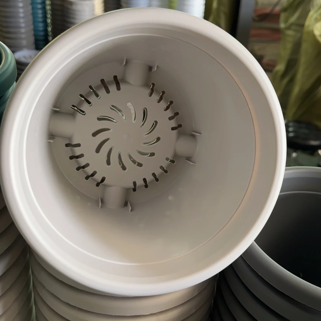 树脂四季盆3#无拖灰白微瑕10