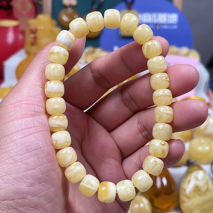 裸石蜜蜡未镶嵌俄白花老型手串
