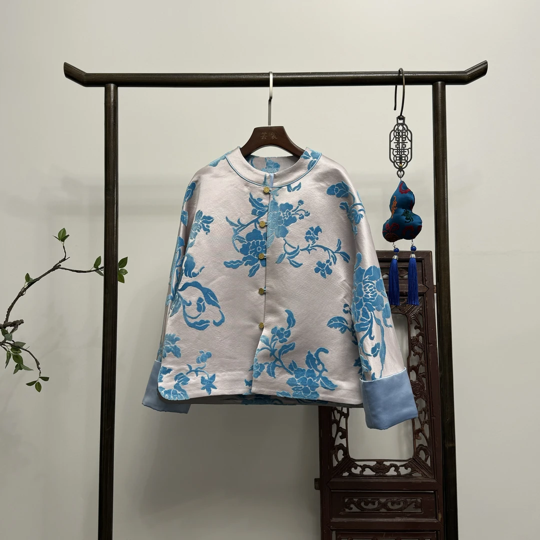 【胭脂雪】全熟丝漳绒缎新中式外套W50232