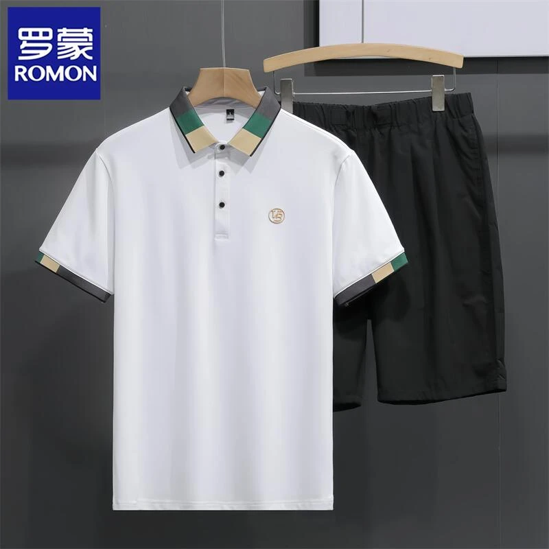 Romon/罗蒙高档商务男士polo衫韩版翻领短袖t恤潮牌百搭半袖上衣