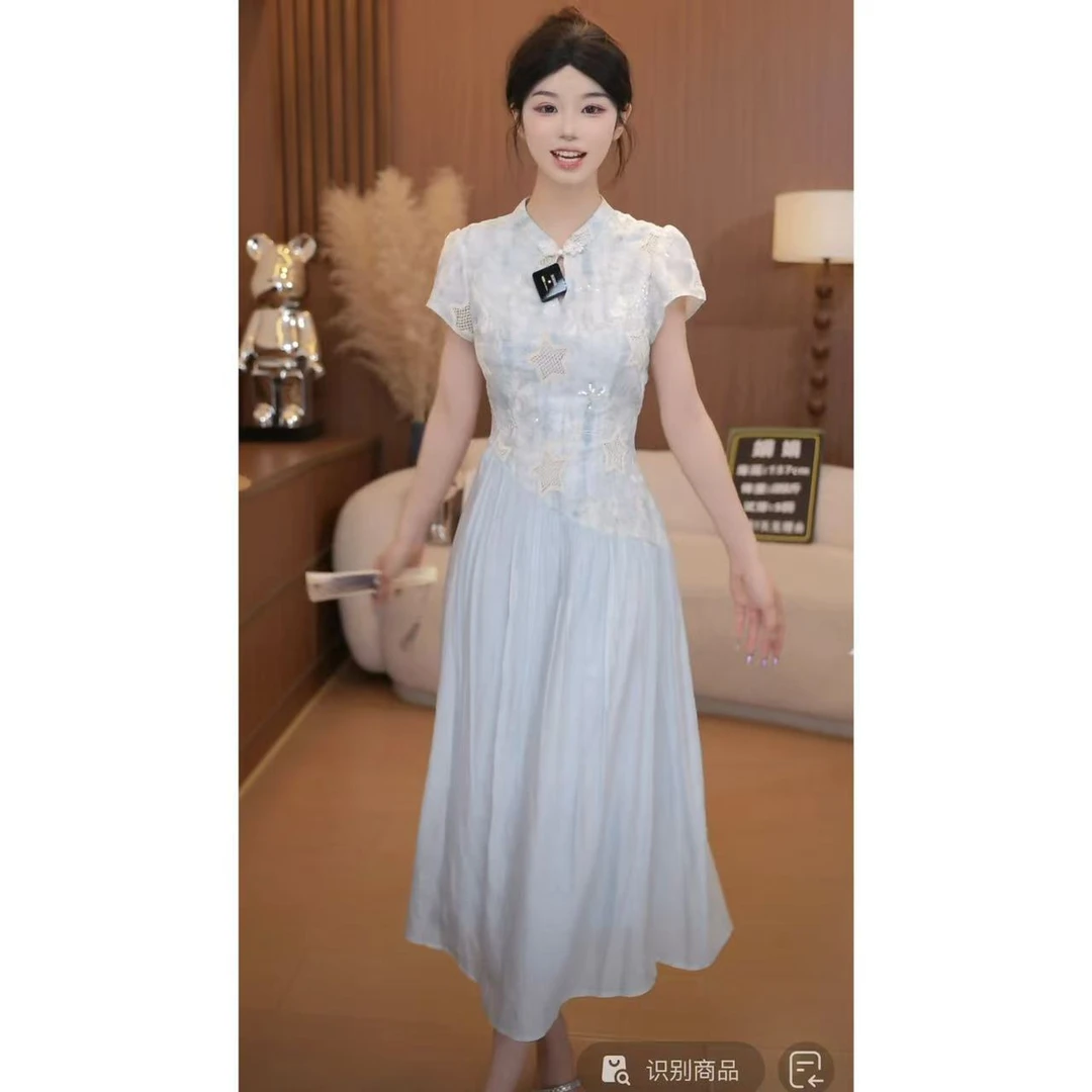 中式国风旗袍连衣裙2025夏季新款原创设计气质感小众显瘦裙子