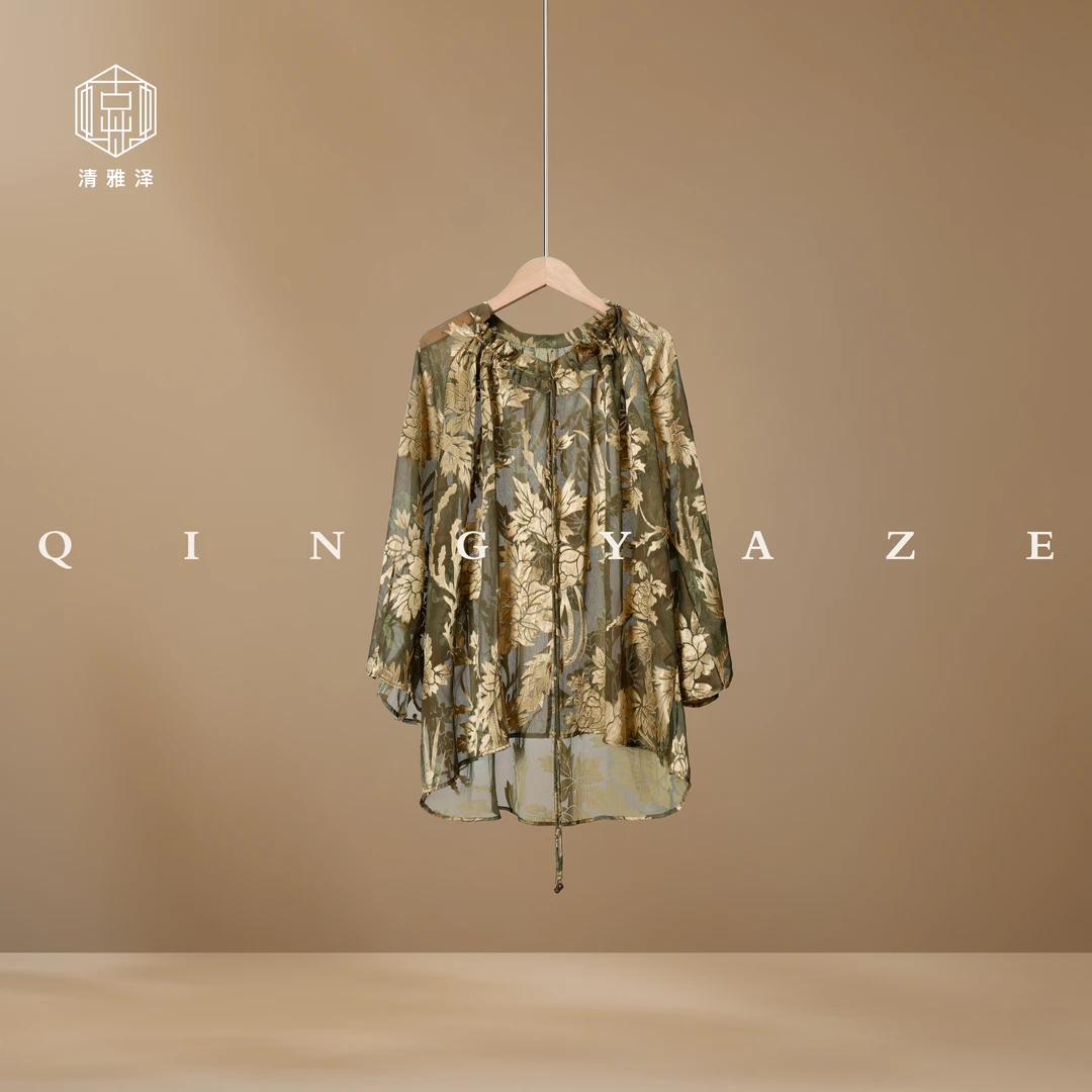 晚风吟！人丝烧花新中式浪漫度假风上衣！GZ5623