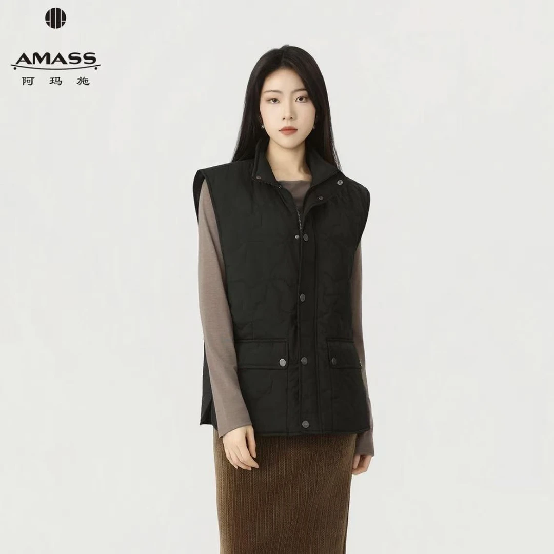 AMASS/阿玛施新款时尚潮流休闲立领百搭新雪丽棉服马夹女540071